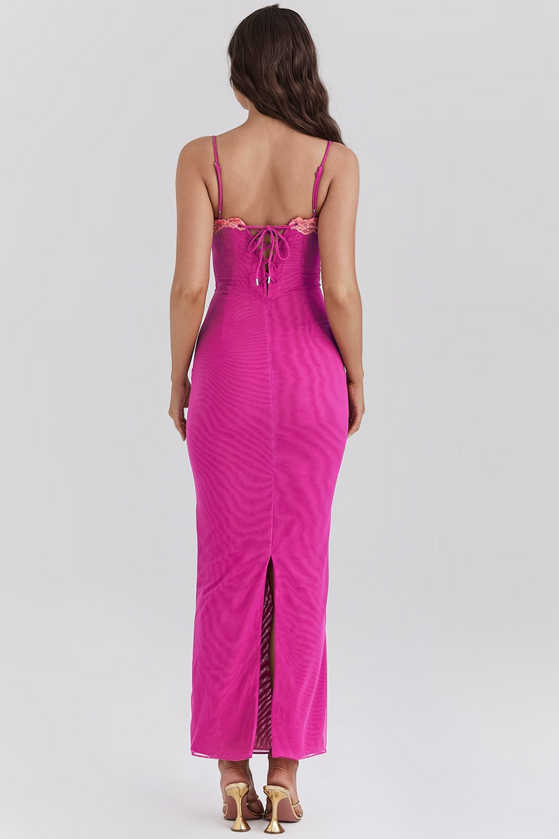 nevaé Contrast Lace Slit Maxi Dress