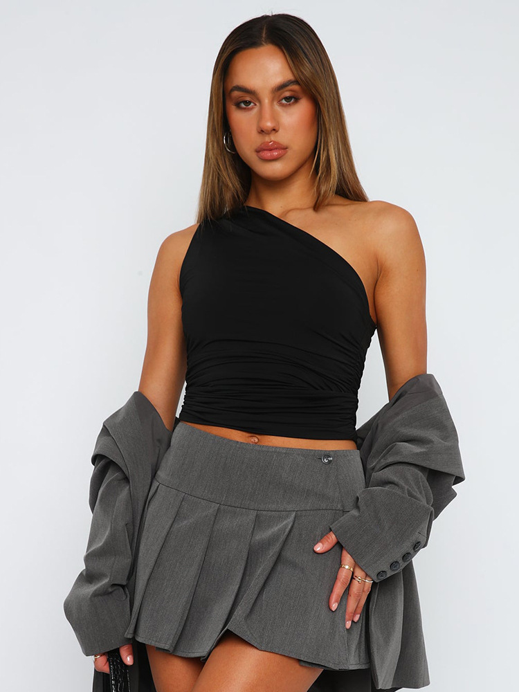 Aria One-Shoulder Ruched Top