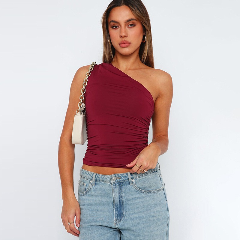 Aria One-Shoulder Ruched Top