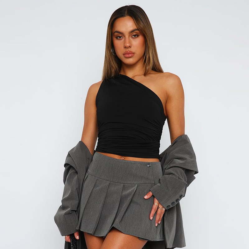 Aria One-Shoulder Ruched Top
