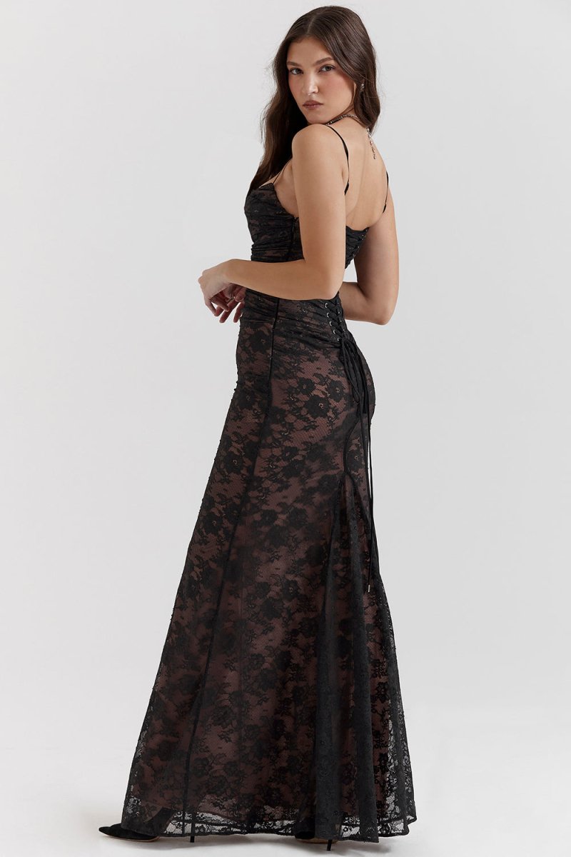nevaé Shoulder-On Floral Lace Maxi Dress