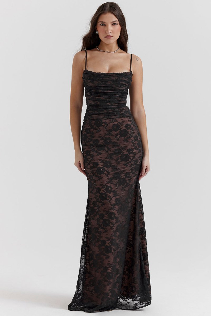 nevaé Shoulder-On Floral Lace Maxi Dress