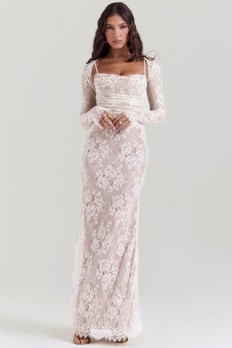 nevaé Shoulder-On Floral Lace Maxi Dress