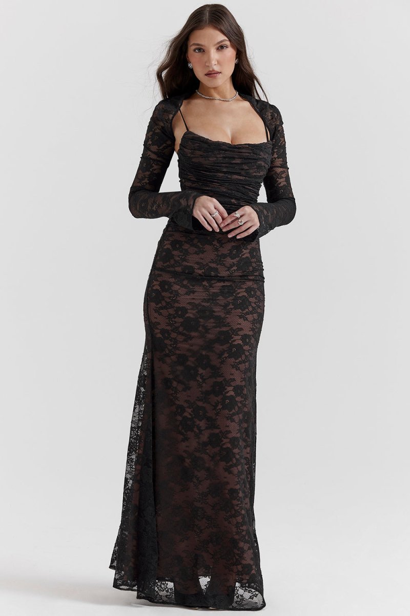 nevaé Shoulder-On Floral Lace Maxi Dress