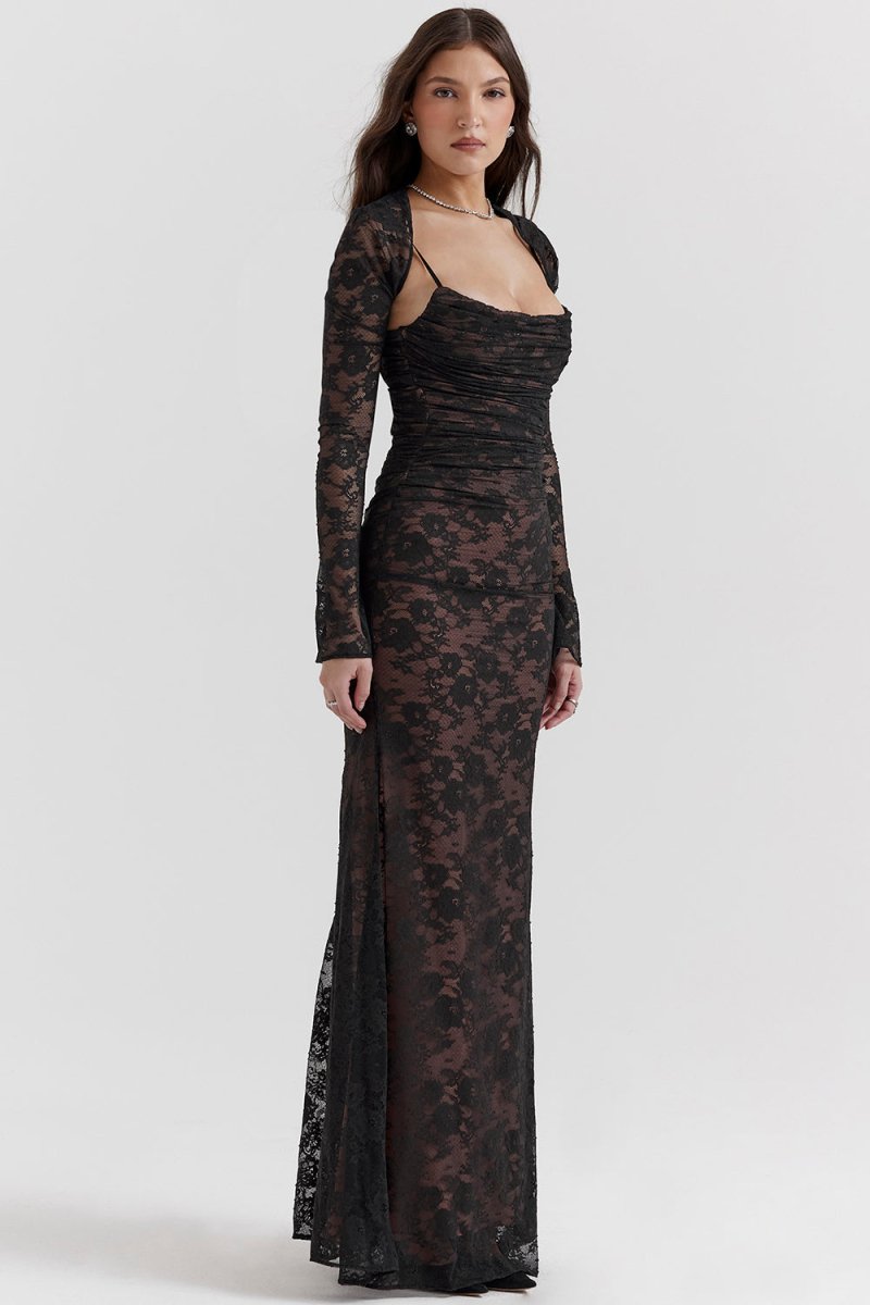 nevaé Shoulder-On Floral Lace Maxi Dress