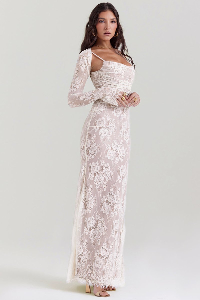 nevaé Shoulder-On Floral Lace Maxi Dress