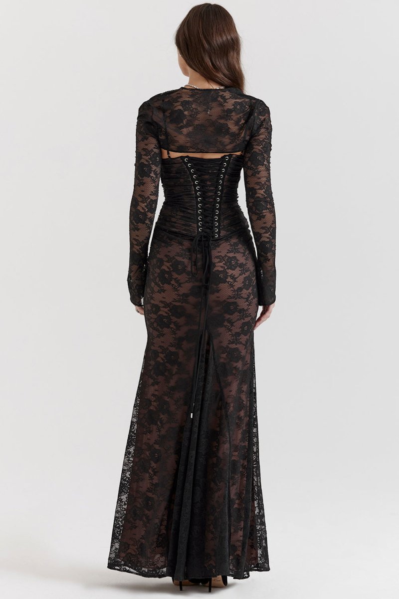 nevaé Shoulder-On Floral Lace Maxi Dress