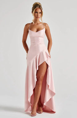 nevaé Satin Ruffle Maxi Dress