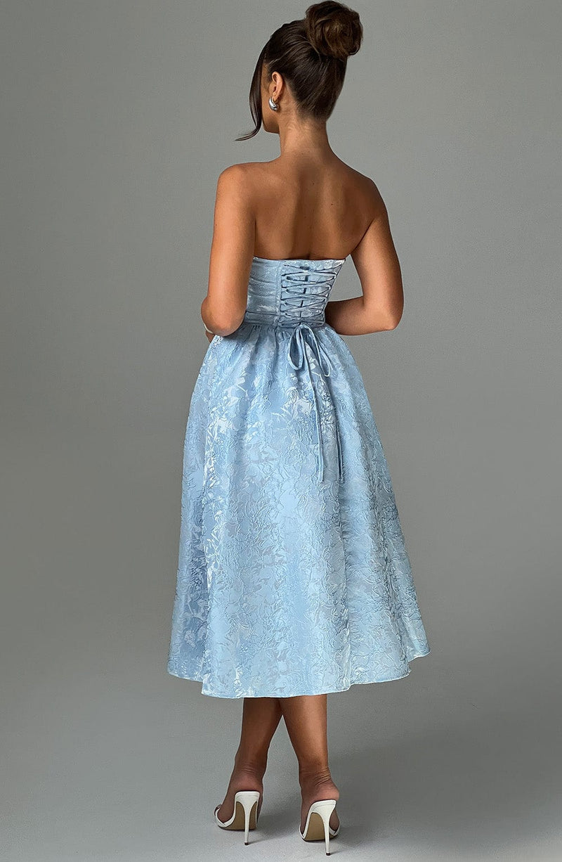 nevaé Strapless Jacquard Midi Dress