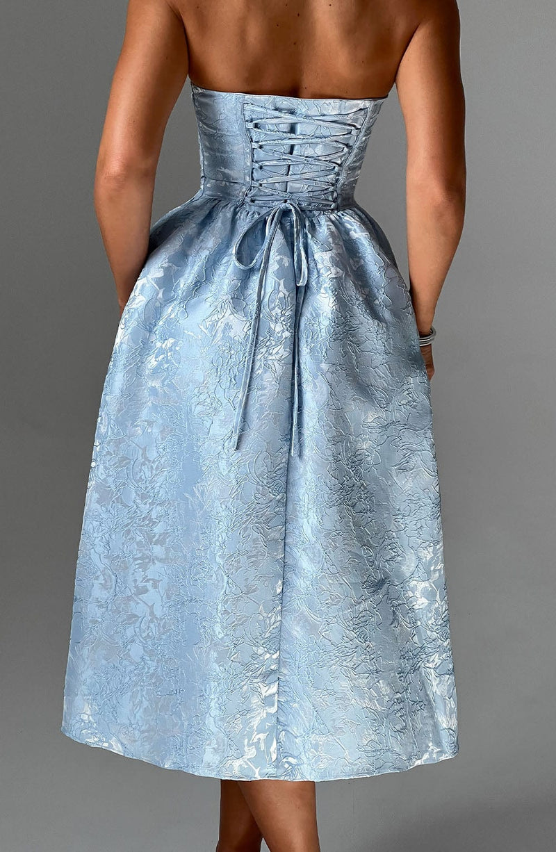 nevaé Strapless Jacquard Midi Dress