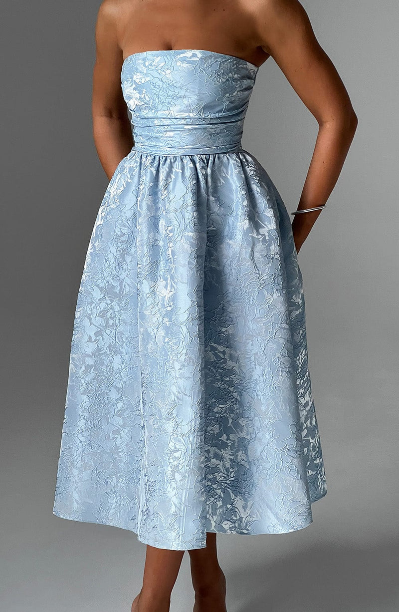 nevaé Strapless Jacquard Midi Dress