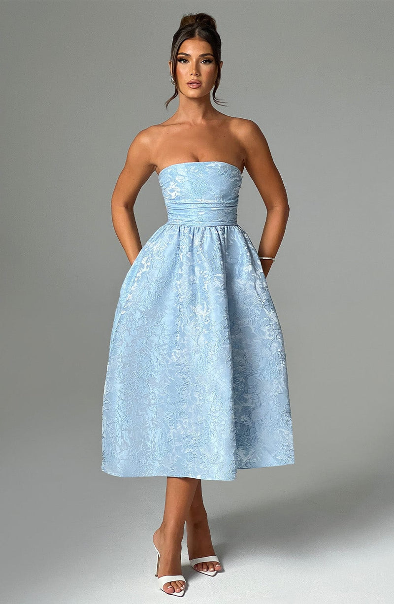 nevaé Strapless Jacquard Midi Dress