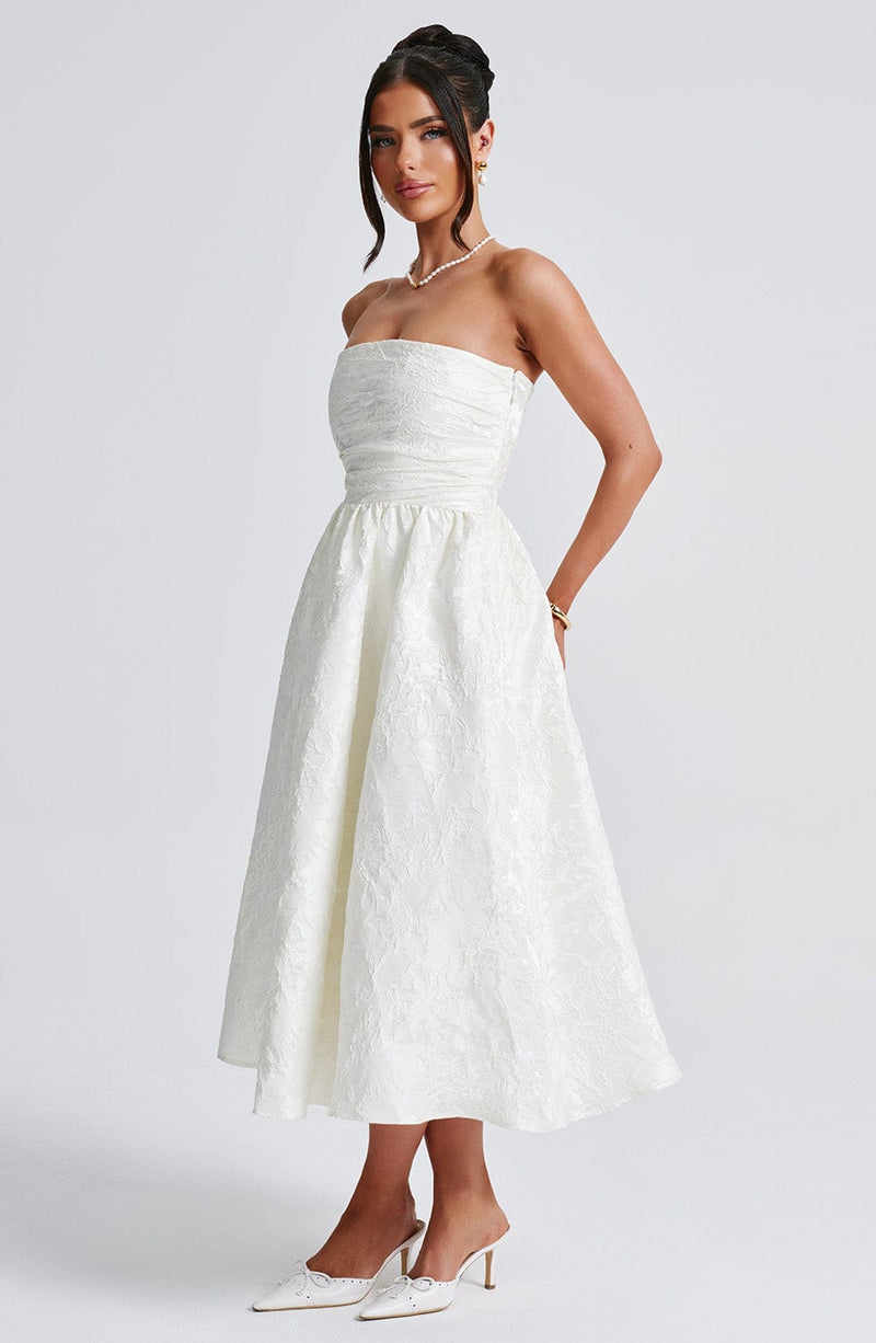 nevaé Strapless Jacquard Midi Dress