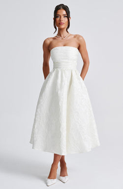 nevaé Strapless Jacquard Midi Dress