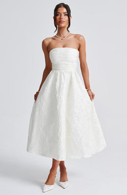 nevaé Strapless Jacquard Midi Dress